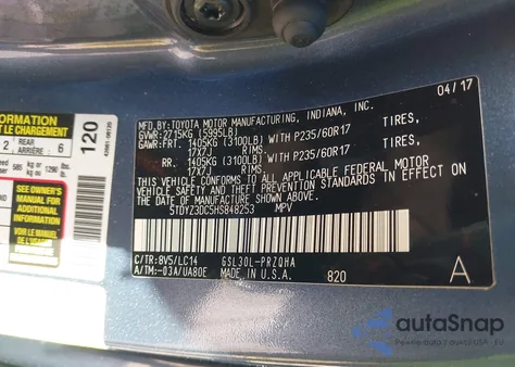 2017 Toyota Sienna Xle 8 Passenger from USA, damaged, VIN 5TDYZ3DC5HS848253